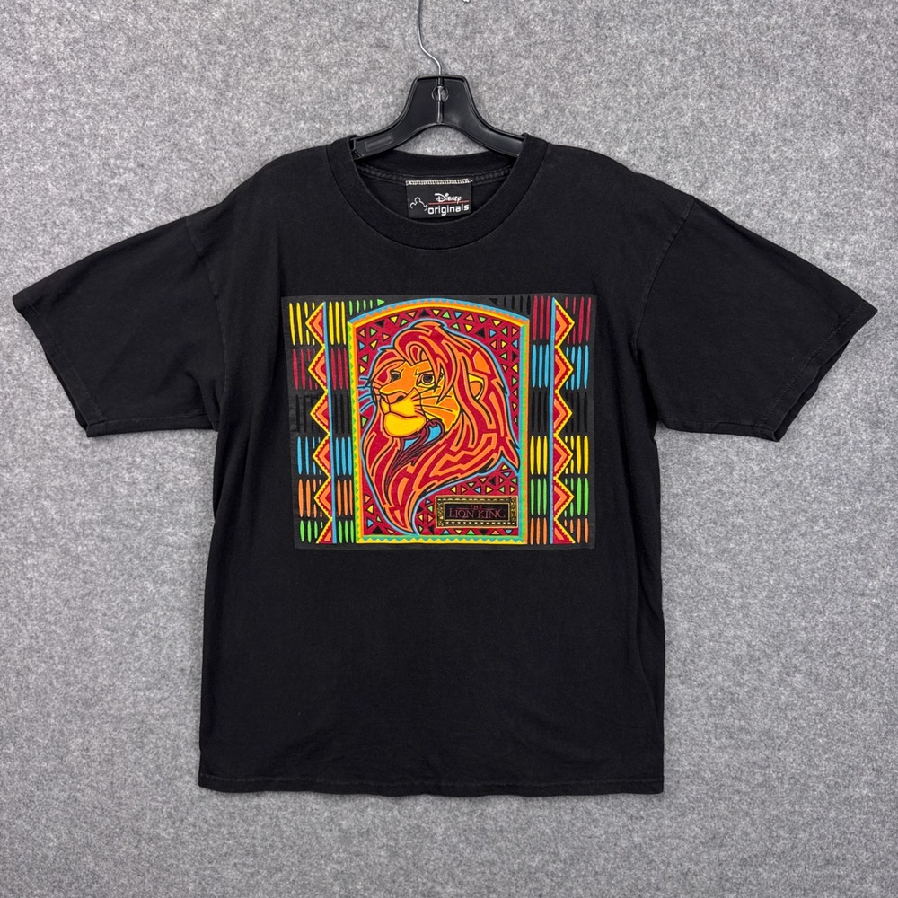 Disney Originals T-Shirt Lion King Simba Black Large Cotton Vintage Graphic Tee